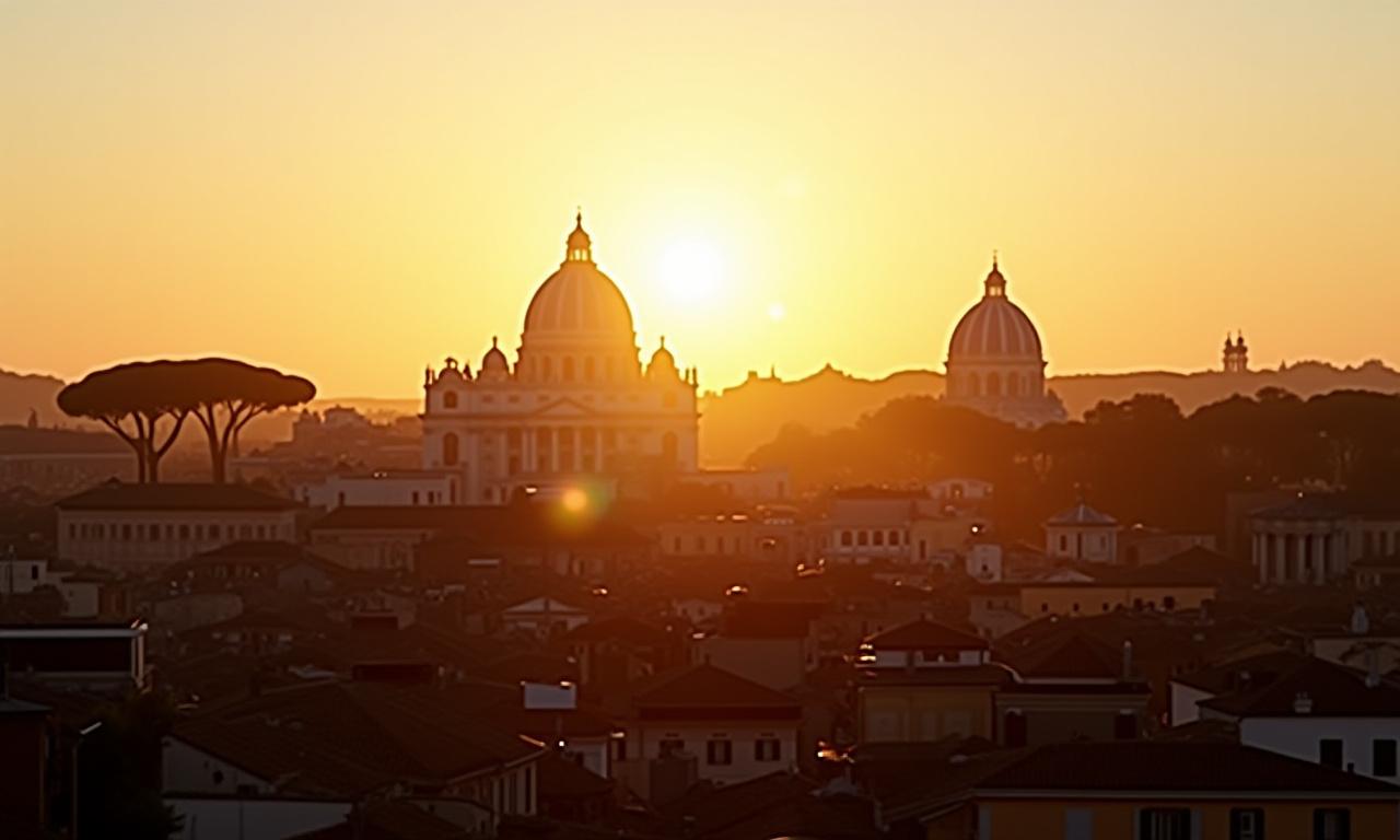 Vista panoramica di Roma al tramonto